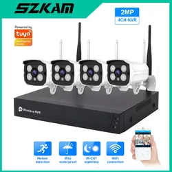 Wireless 4CH 1080P NVR Kit 4pc WIFI IP Camera TSEYE APP 2M/5MP Audio Record Waterproof Outdoor Surveillance Security CCTV System