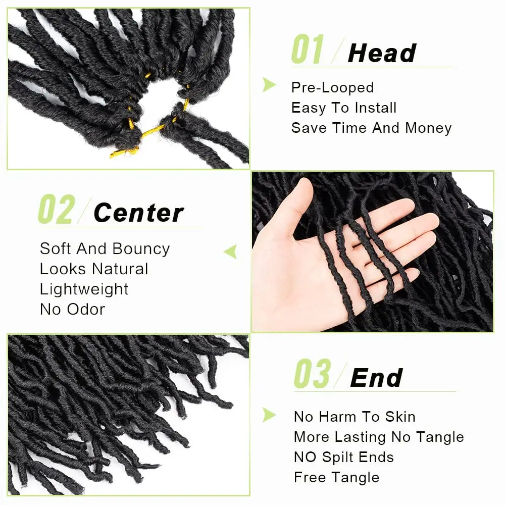 36Inhes Super Long Faux Locs Dreadlocks Extension Crochet Braid Extended New Soft Locs Crochet Hair