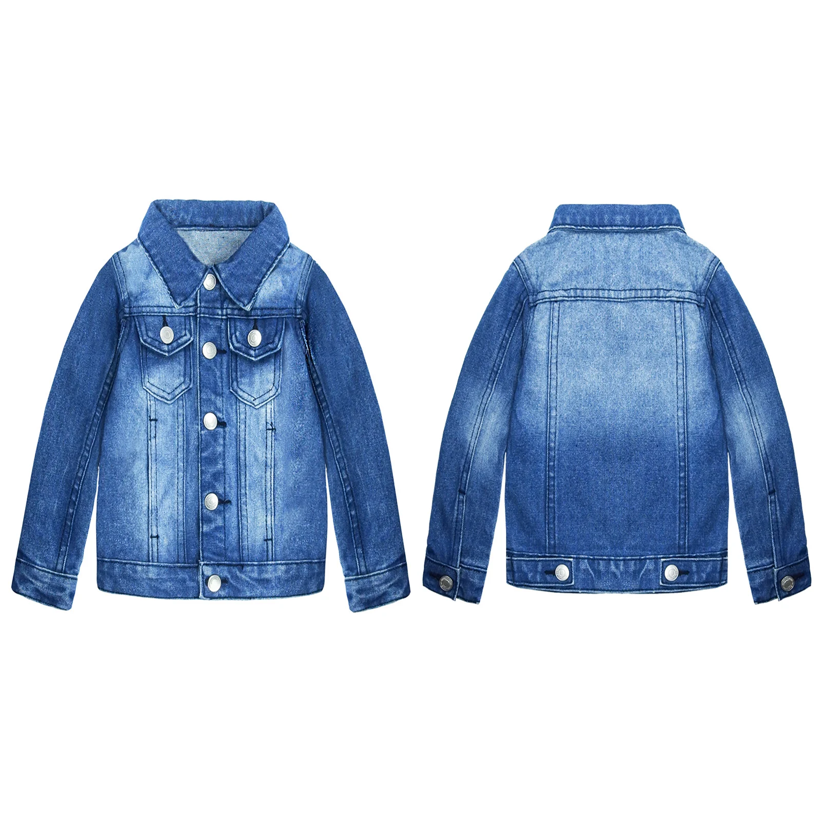 

KIDSCOOL SPACE Baby Children Little Girls Boys Jacket Stonewashed Soft Denim Coat Outwear Spring Autumn Winter