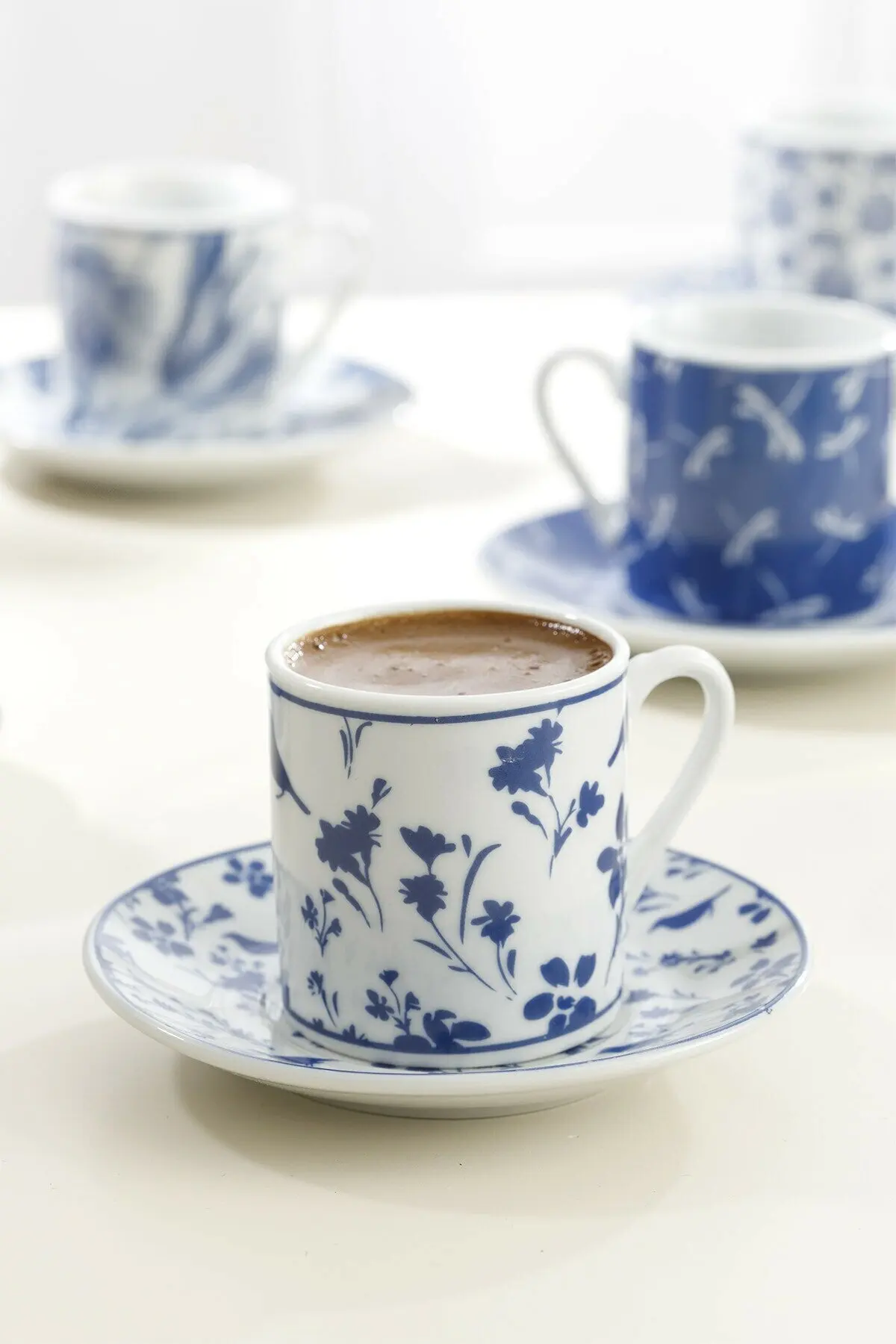 WONDERFUL DRINKING PERFECT English Home Bella Porcelain Set of 6 Coffee Cups 80 Ml Navy Blue FREE SHIPPING FREE SHIPPING