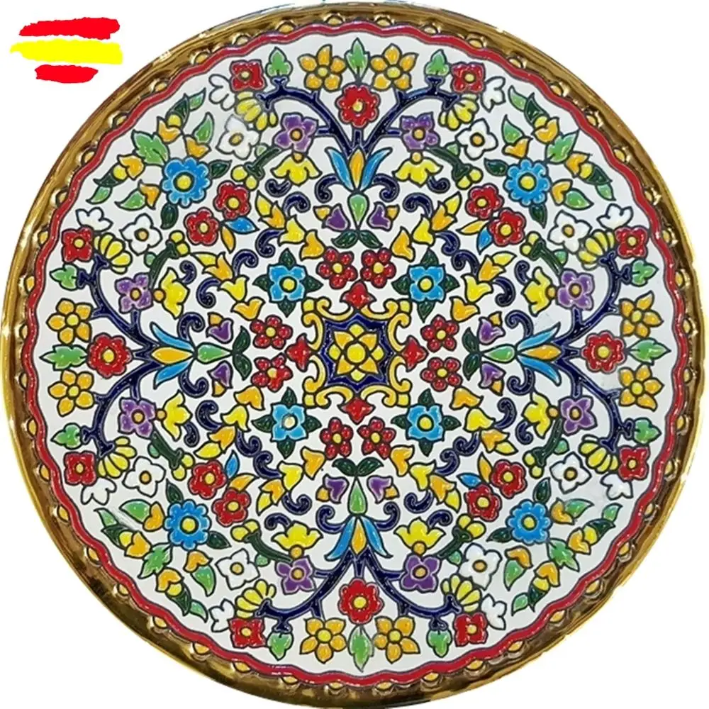 Ceramic plate 21 cm. /8.3 inch diameter - Ceramics glazed up handmade - Made in Spain - gold 24k - MIJASCERAMIC -