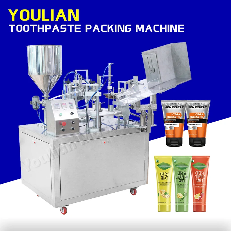 YLC-20 Auto Continuous Ointment Cosmetic Packing Machine Cream Aloe Vera Gels Toothpaste Soft Tube Filling and Sealing Machine