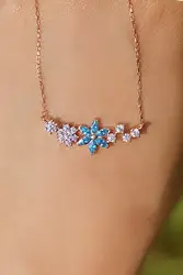 LOTUS SILVER Forget-Me-Not Flower 14K Rose Gold Plated Women's Necklace. Perfect design. sexy women. hello summer. beach.beach.