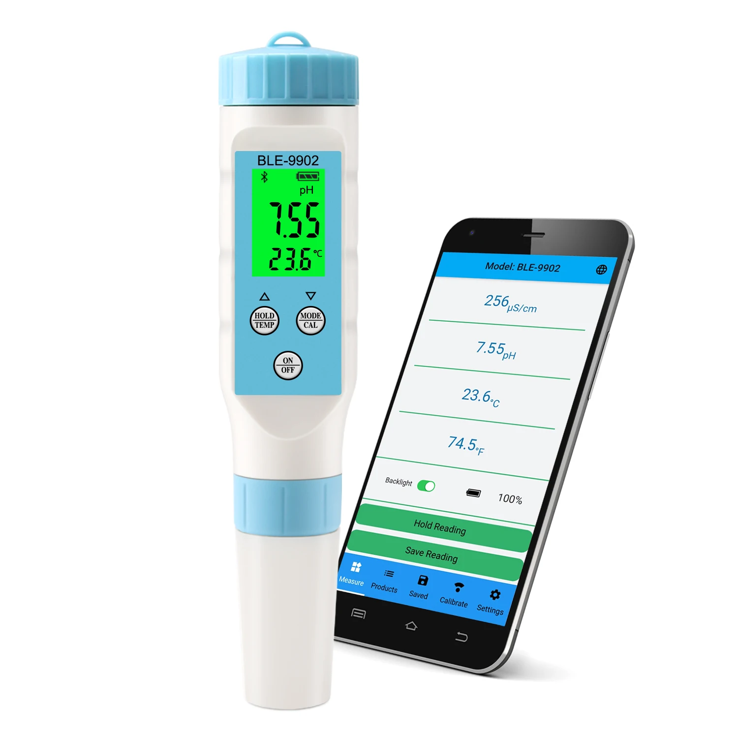 Imagem -05 - Esperto do Medidor de ph do Dente Azul Tds ph Tds Medidor de Temperatura Verificador do Monitor da Qualidade da Água de Digitas para a Piscina Profissional