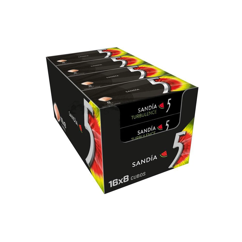 Wrigley\'s Five Turbulence HandyPack sugar-free watermelon-flavored gum in gragea/Cube format (16 pack X 8 cubes)