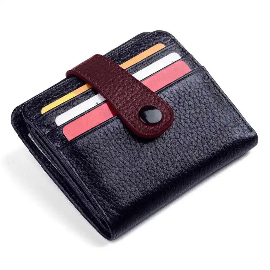 

Cosmopolit Genuine Leather Functional Trifold Mens Wallet with Snap Closure Black-Burgundy Wallet With Zipper Vertical Wallet