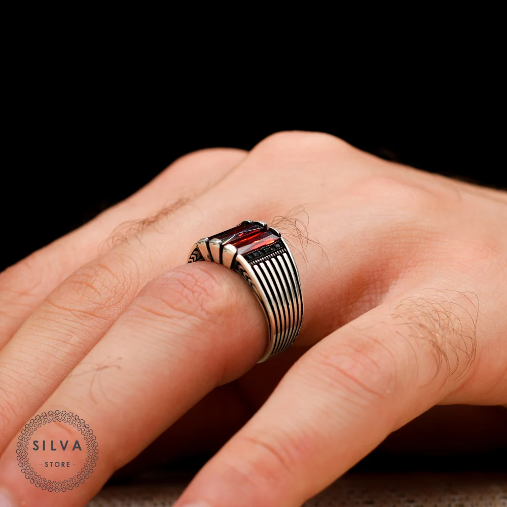 Original 925 Sterling Silver Ring for Men With Special Cut Zircon Stone Fashion Man Jewellery Gift Rings All sizes