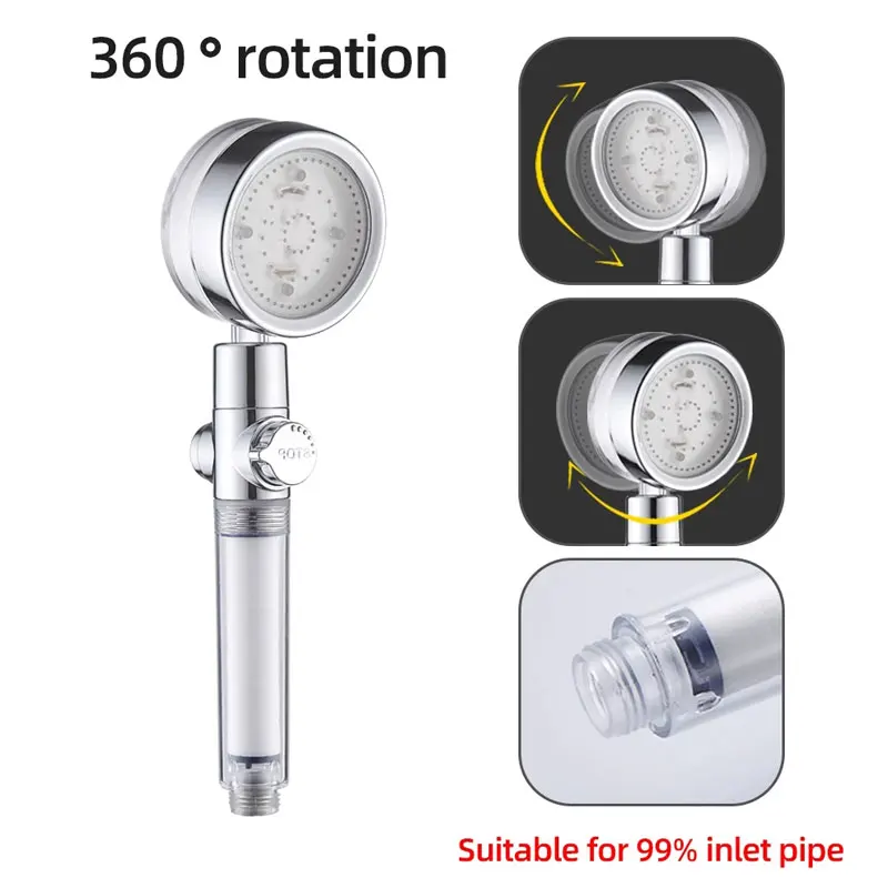 Led Shower Head High Pressure Rainfall With Stop Button Water Saving Hand Held Changing Temperature Control Sensor With Filter