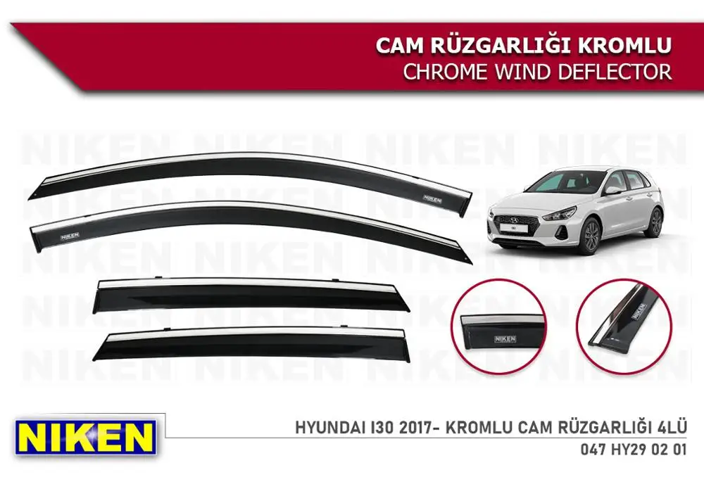 For HYUNDAI I30 Chrome Rain Wind Deflector 2013 2014 2015 2016 2017 2018 2019 2020 2021 Sunshade Curtains Car Windshield  Auto