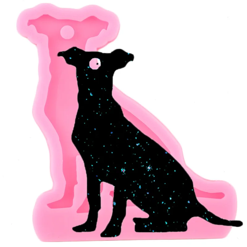 Shiny Dog Silicone Molds DIY Dog Resin Epoxy Keychains Mould for Jewelry Key Ring Pendant Decoration