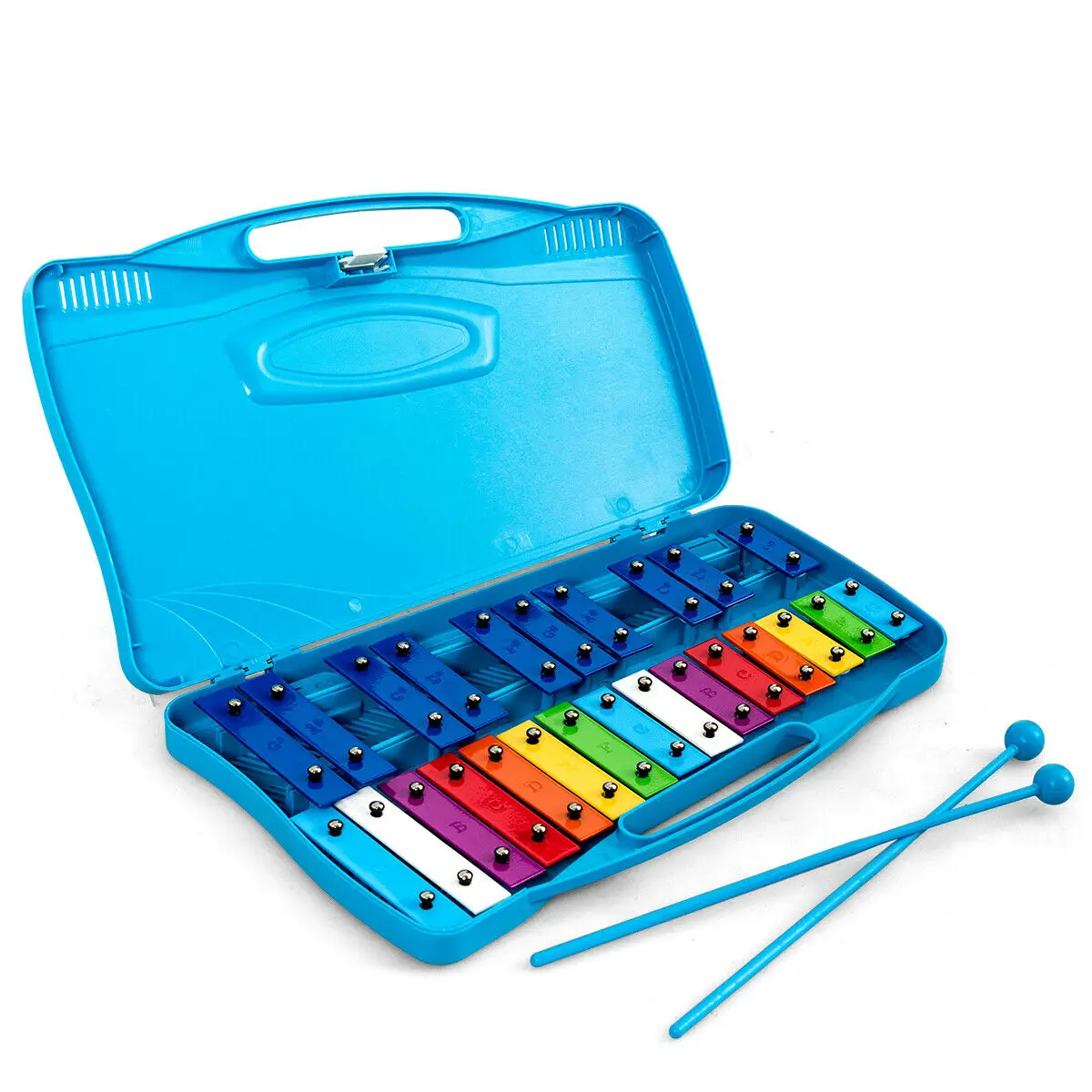 Sonart 25 Notes Kids Glockenspiel Chromatic Metal Xylophone w/ Case & 2 Mallets  MU10038BL