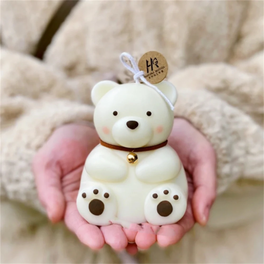 

3D Cute Sitting Position Toy Bear Silicone Candle Molds for Handmade Scented Moule Bougie Wax Plaster Injection Mould Home Decor