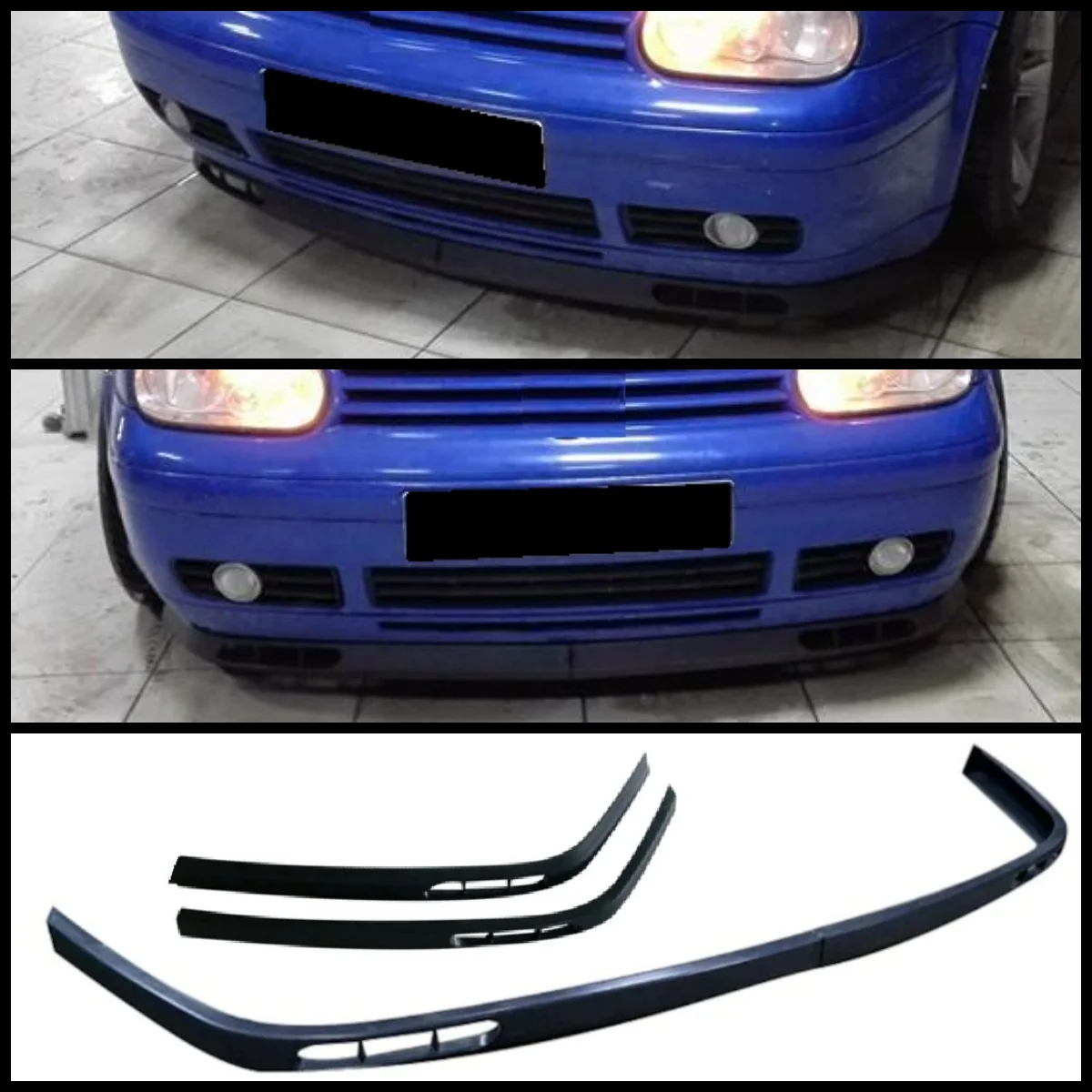 For Volkswagen Golf MK4 Laguna Model Front Bumper Lip Universal 2pcs Diffuser Black Bumper Lip Spoiler Body Kit Tuning