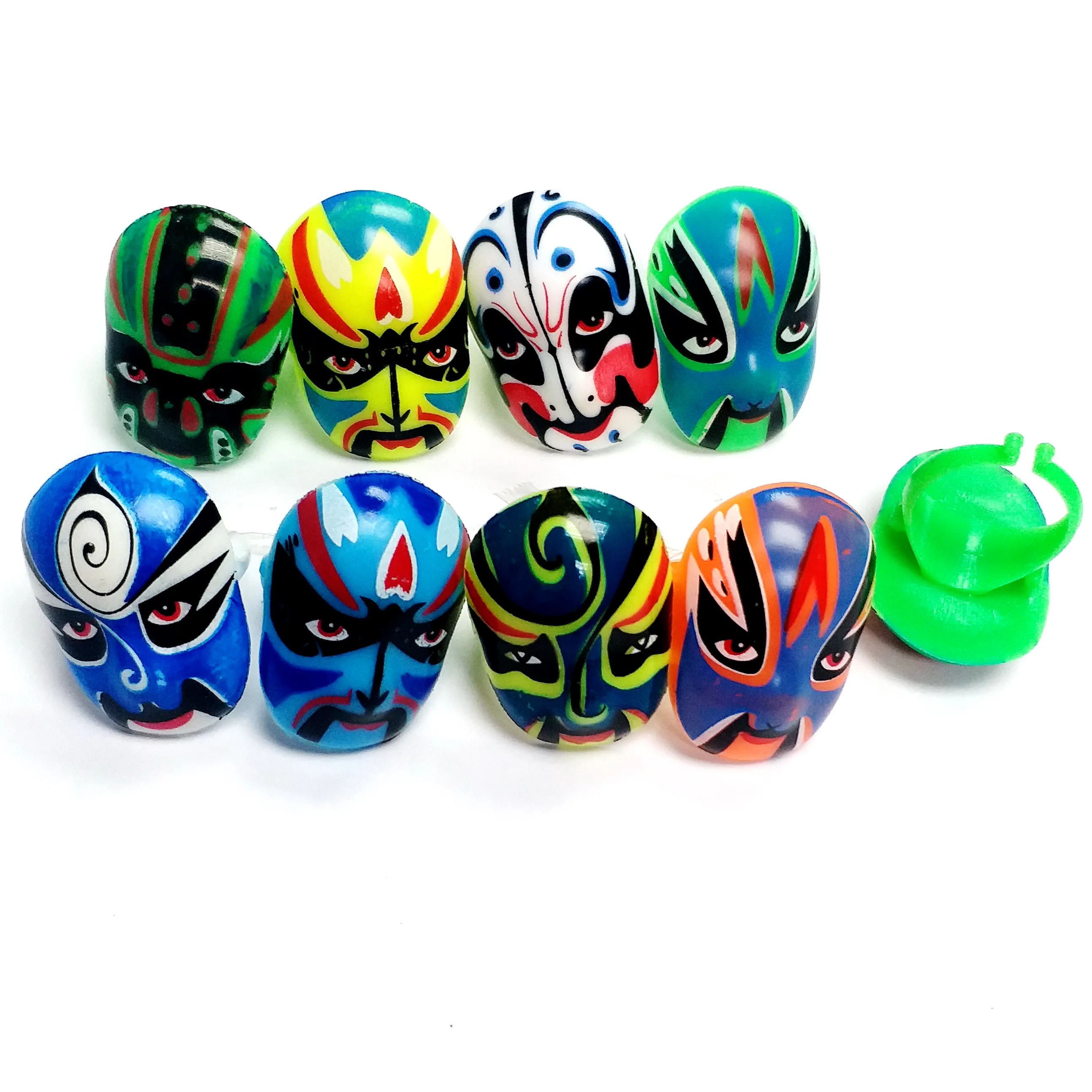 500 pcs, Peking Opera Mask Ring, Pinata Bag Filler, Birthday Party Favor, FACE Ring, carnival, souvenirs, game prize, vending