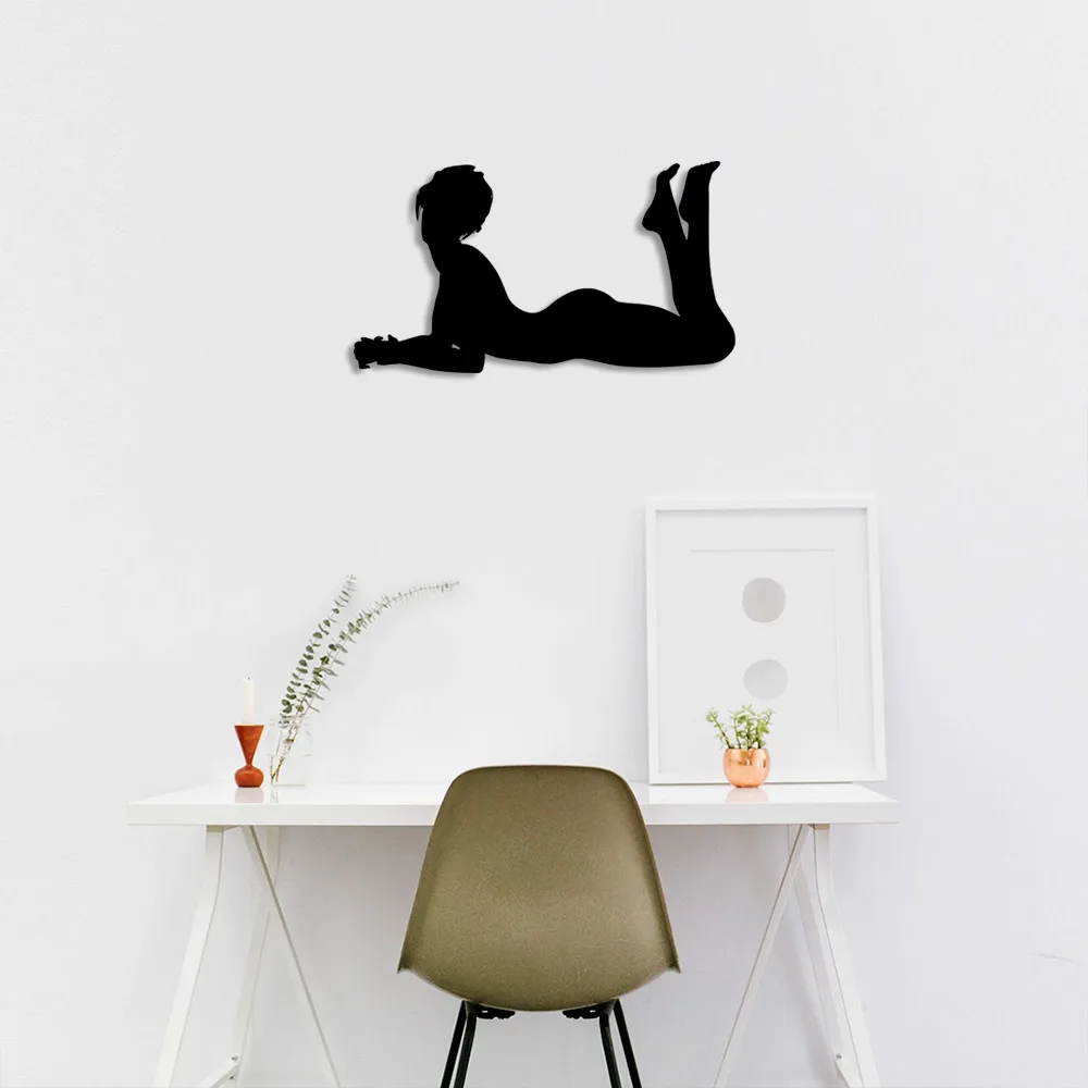 Sexy Woman Lying on the Floor Wall Room Accessory Wooden Table 50x27cm