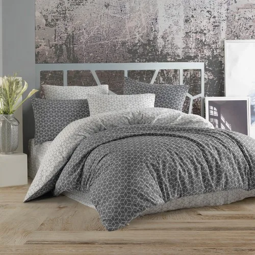 SIRMAK Ranforce Puzzle Gray Double Duvet Cover Set, Fast Shipping from Turkey