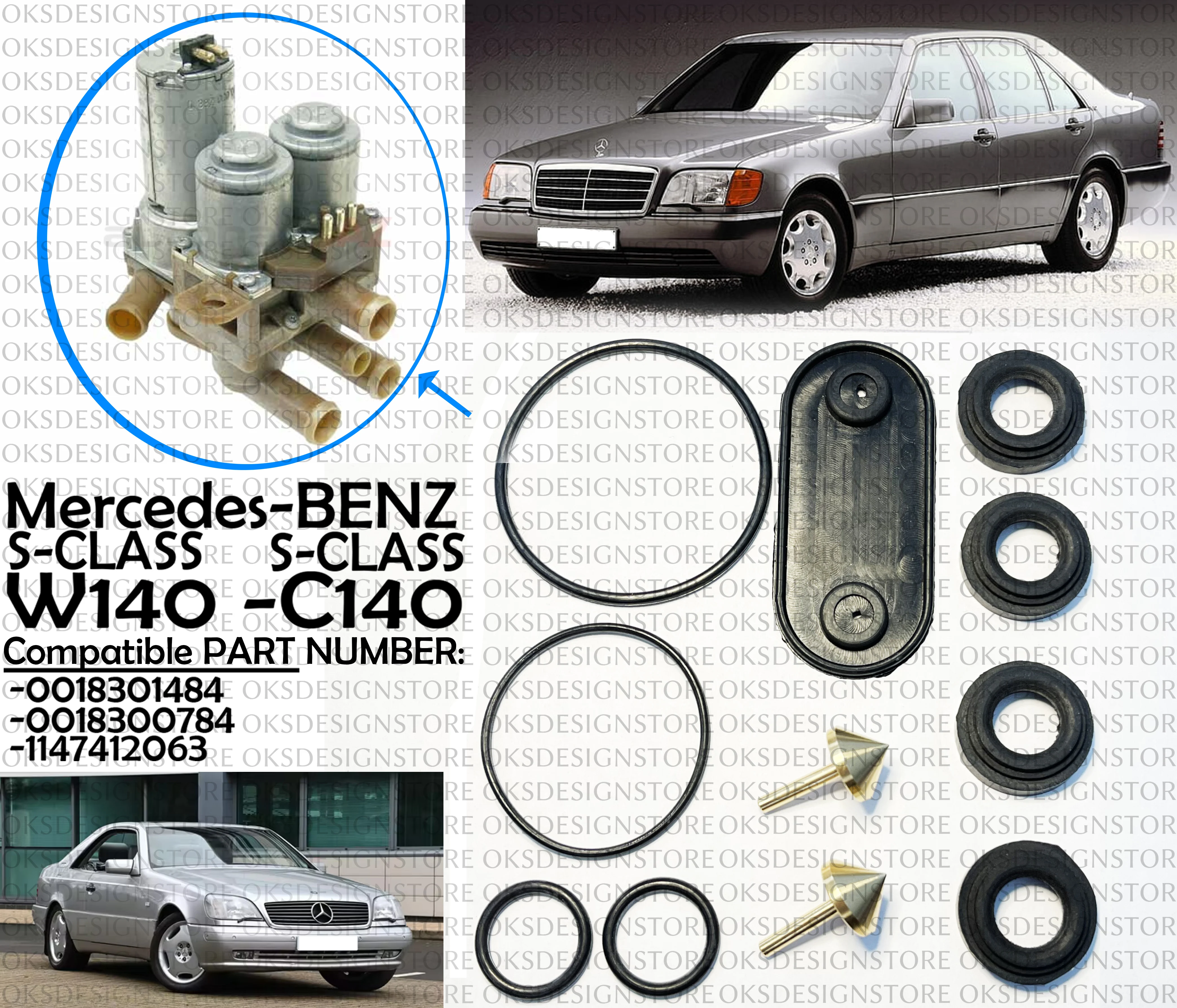 

For Mercedes-Benz Heater Valve Repair Kit W140 C140 Rebuild Kit 0018301484 0018300784 1147412063