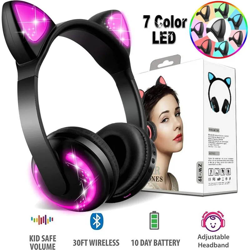 Bluetooth Headset Cat Ear With Led Headphone Cosplay 61-MZ