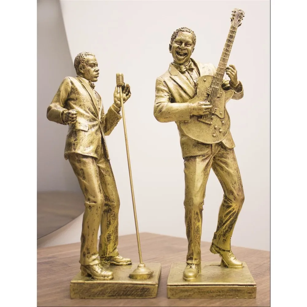 Baratija de 2 piezas para decoración del hogar, escultura de decoración masculina, guitarrista Soloist, músico, recuerdo, baratija, diseño de estatua