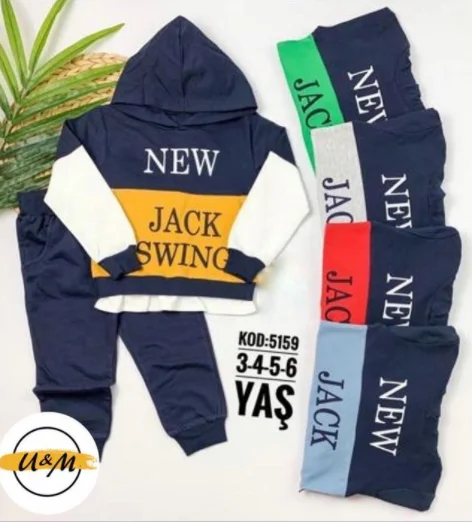 Hooded New Jack Swing Printed Double Child Suit Kids Tracksuits Children Clothing Kids Pajamas