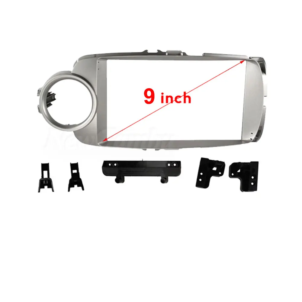 9 pulgadas para Toyota Yaris 2012 - 2017 marco plateado o Cable adaptador de Audio Kits de ajuste de tablero Panel Facia reproductor de Radio pantalla 2 Din