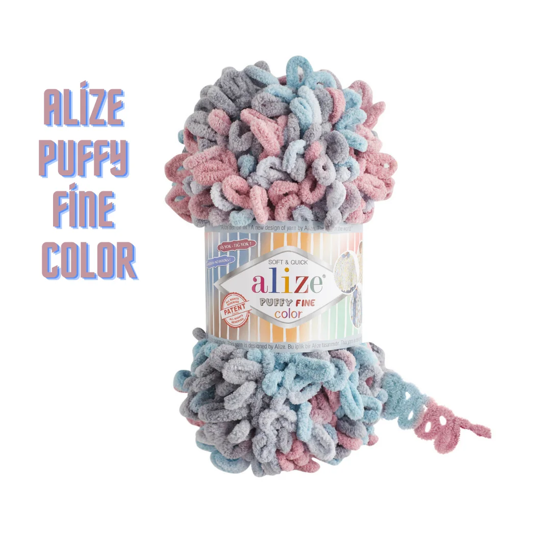 Alize Puffy Fine Color Yarn Plush Baby Yarn Kids  DIY Blanket Yarn Plaid Yarn Finger Knitting Yarn No Hook No Needle Soft