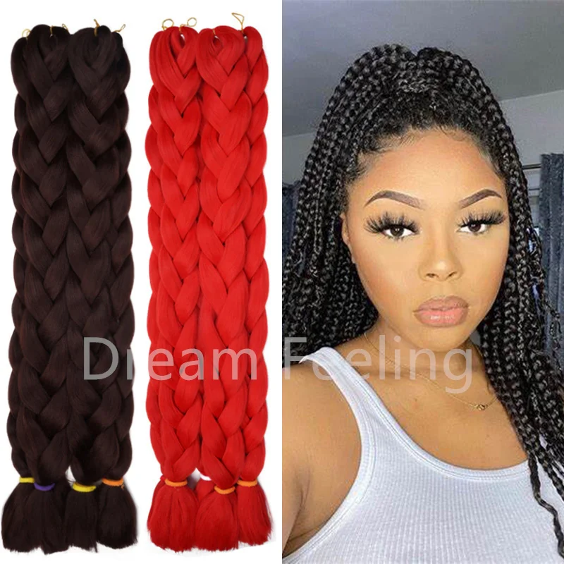 

41Inches Jumbo Braids Blonde Blue Pink Synthetic Hair Extension For Braids Yello Braiding Hair 82Inches 165g/Pack