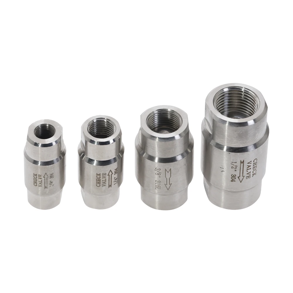 

1pc 1/8'' 1/4'' 3/8'' 1/2'' Female Thread 304 Stainless Steel High Pressure Check Valves Gas Water One-way Valve DN6 DN8 DN10