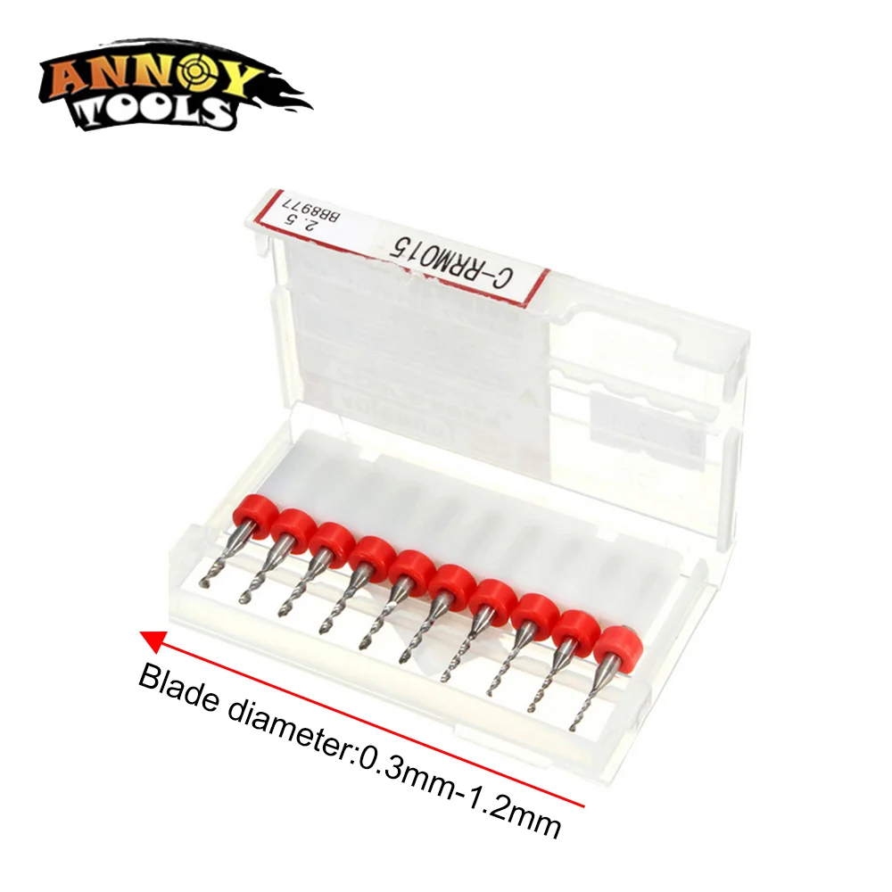 ANNOYTOOLS-brocas para máquina de grabado CNC, cortador de PCB, enrutador para carpintería, 10 unidades