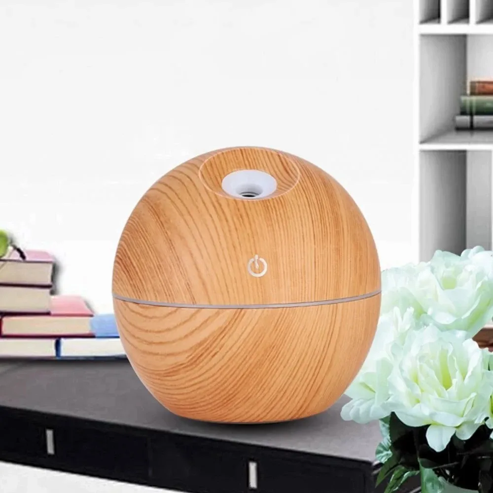 130ml Wood ultrasonic Aroma humidifiers, USB essential oil diffuser with night LED light, home, office, babies