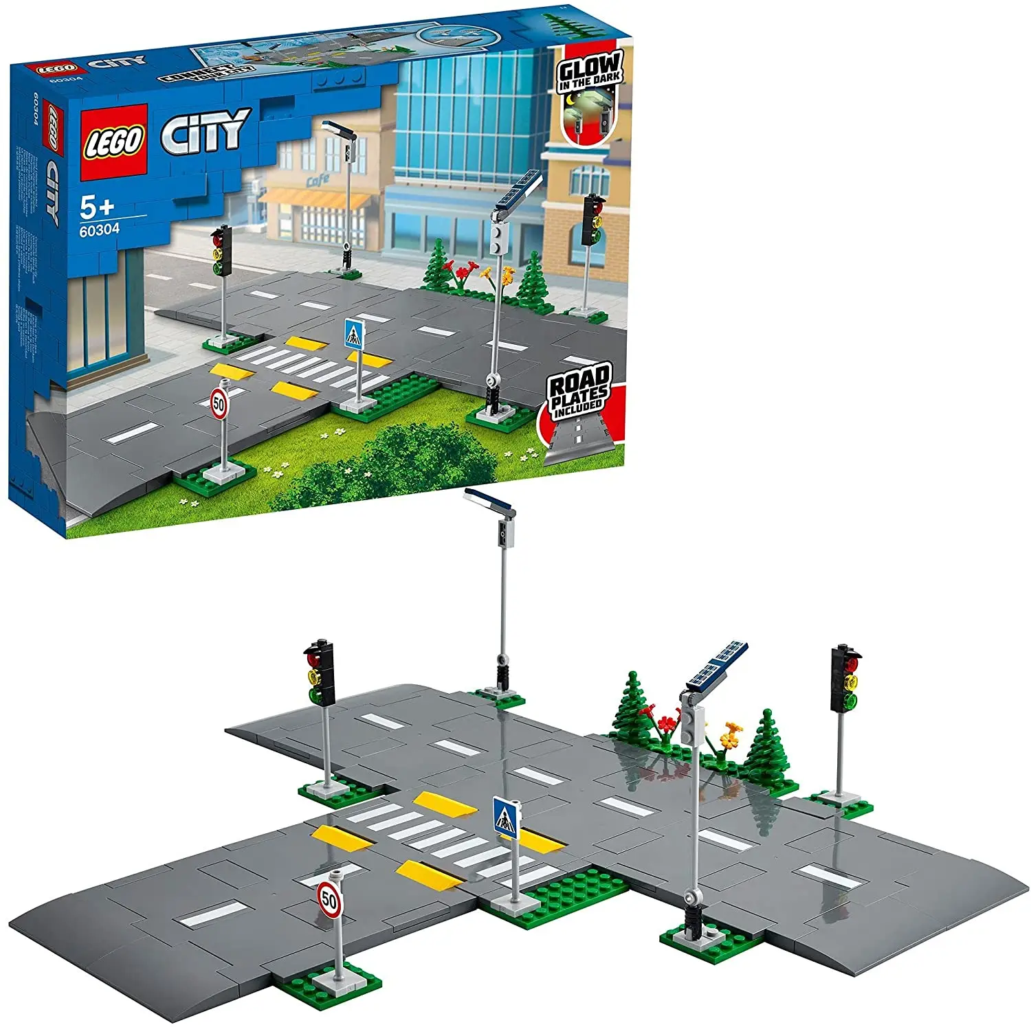 LEGO 60304 City Road Plates Building Set with Traffic Lights and Glow in the Dark Bricks