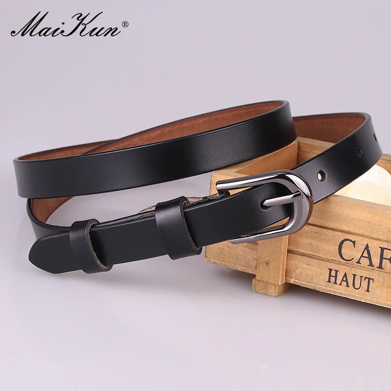 Maikun Genuine Leather Belt For Women Fashion All-Match Decorative Belt Leisure Alloy Pin Buckle Pants Waistband