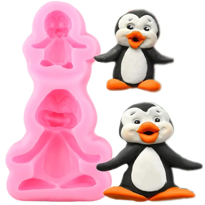 Penguin Silicone Mold Baby Birthday Fondant Cake Decorating Tools Cupcake Topper Chocolate Molds Cookie Candy Resin Clay Mould