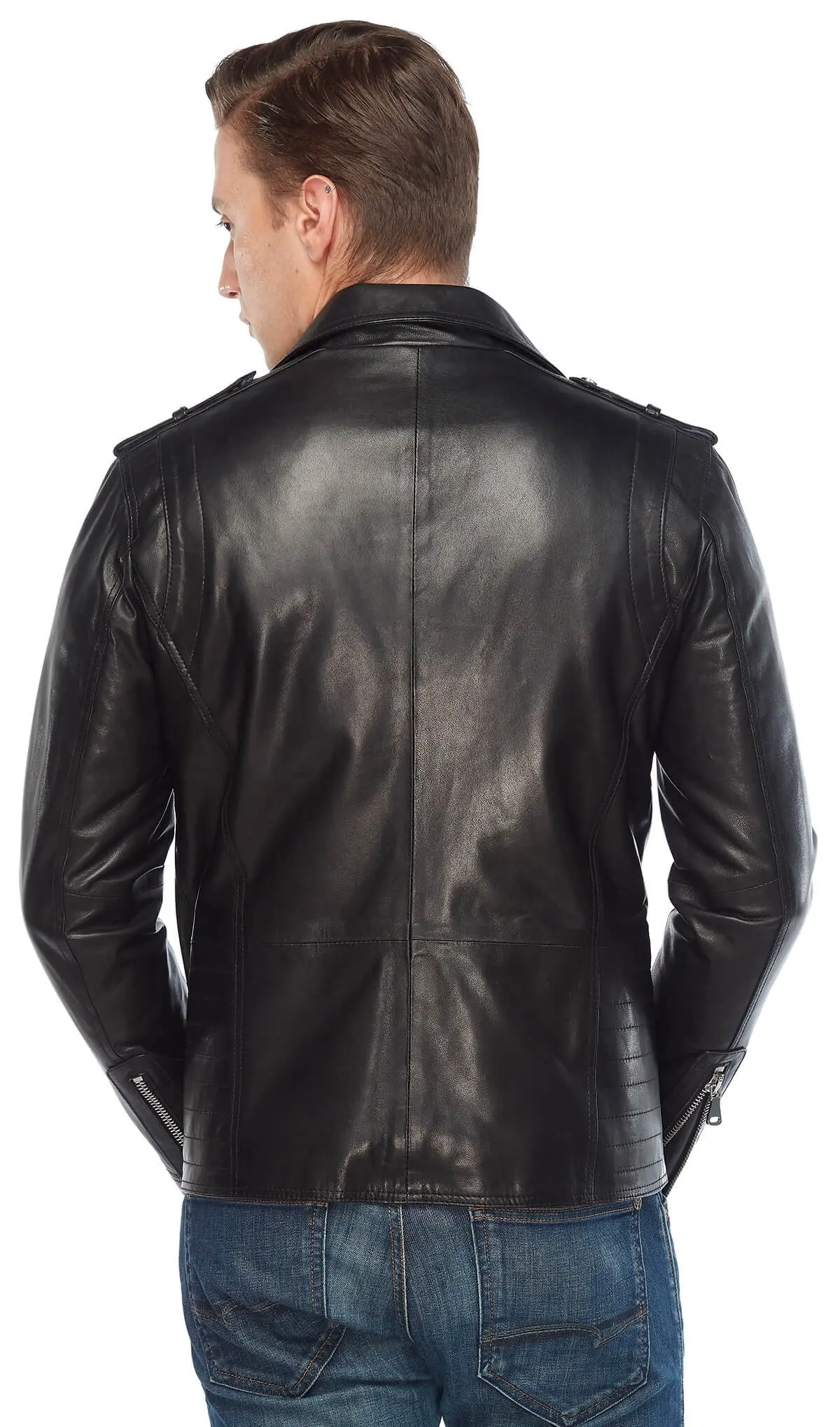Biker Men 'S Genuine Leather Coat Black Original Lambskin Autumn Winter 2022 Biker Slim Large Size VintageTürkiye