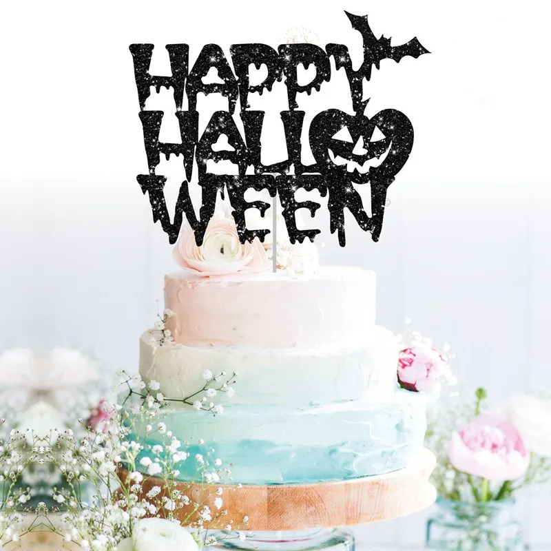 

Personalize Happy Halloween cake topper custom halloween party,pumpkin birthday,halloween decoration milestones birthday