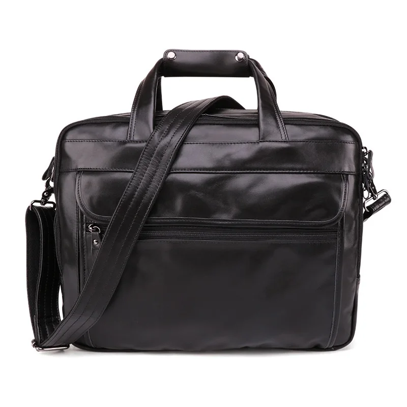 

Black 100% Cow Genuine Leather Men Laptop bag 15 15.6 inch Briefcase Travel men' Office Messenger Big Large bags