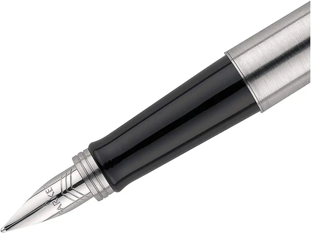 Parker Jitter Fountain Pen, Stainless Steel Body, Medium Point, Blue Ink, Include Gift Box, Best Fountain Pen, Perfect Write