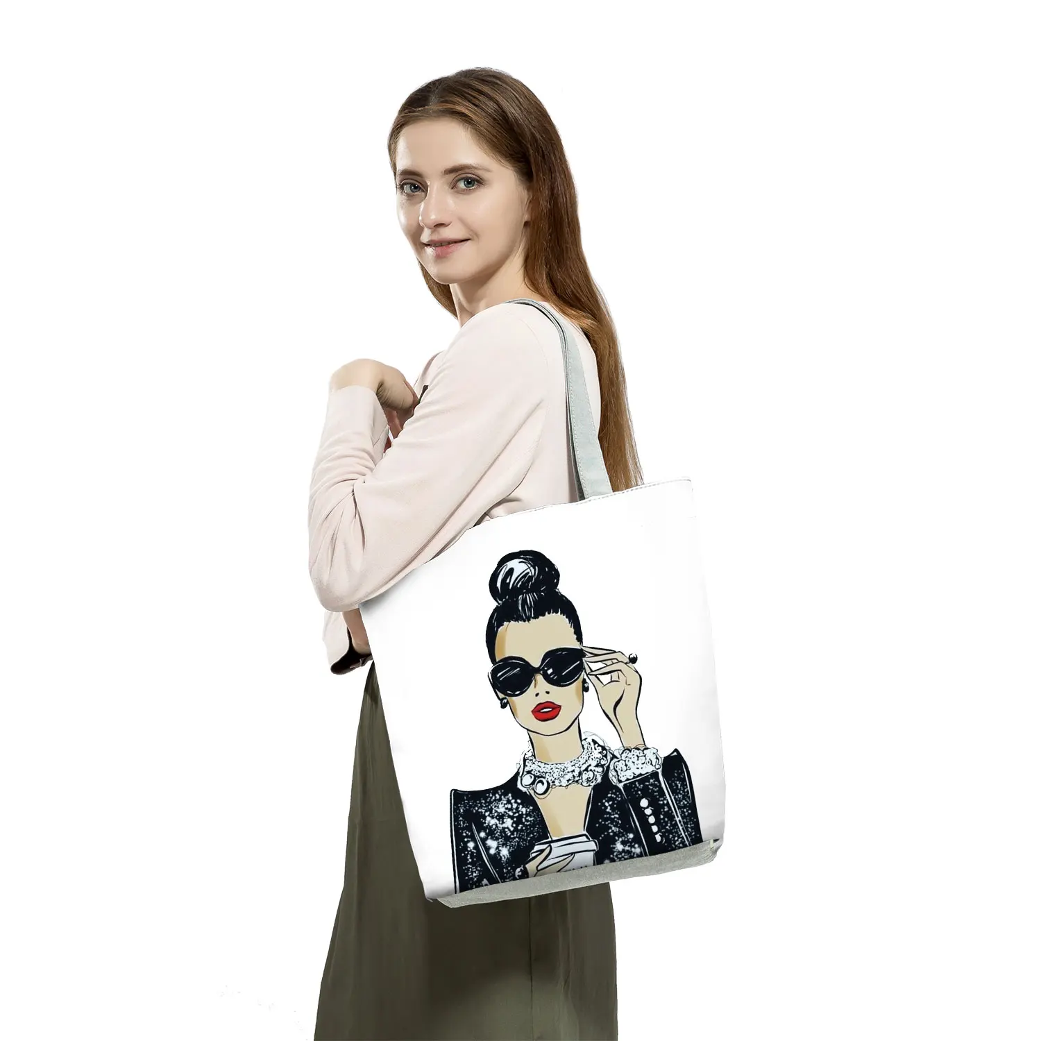 Hot Sales Printed Female Tote Women Fashion Graphic Printed Handbags Harajuku Korean Style Shoulder Bag Reusable Shopping Bags