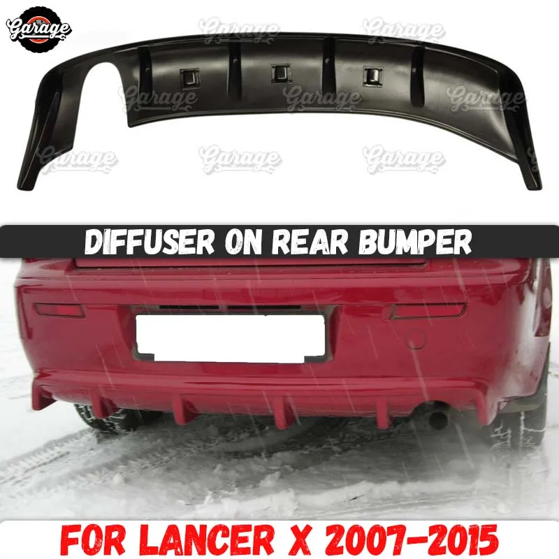 

Diffuser for Mitsubishi Lancer 10 2007-2015 of rear bumper ABS plastic one pipe pad body kit accessories car tuning styling