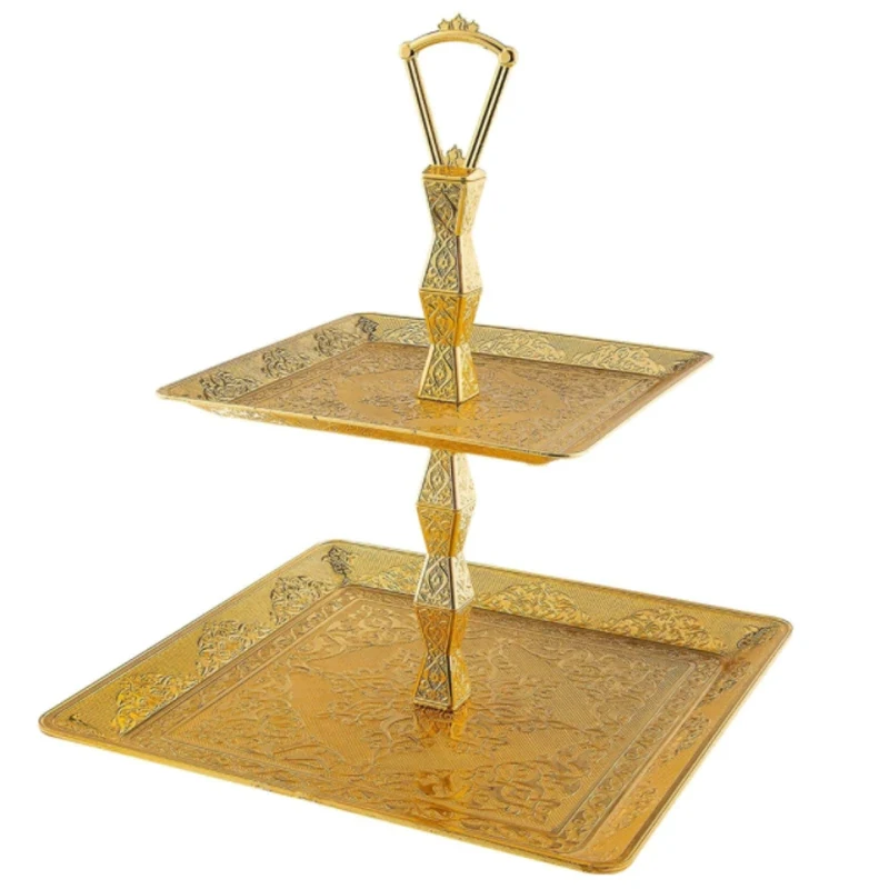 

Authentic Style Two Tier Zamak Cake Display Stand Platters Perfect for Party Foods Desserts Cupcakes Cookie Sweets Candy Fruit