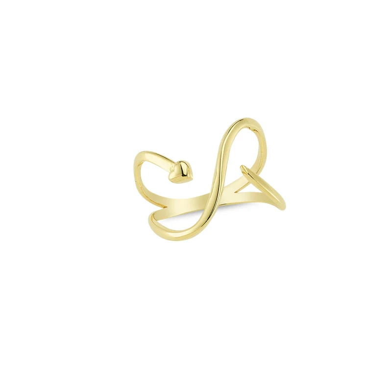 14K Solid Gold Heart Design Ring for Women