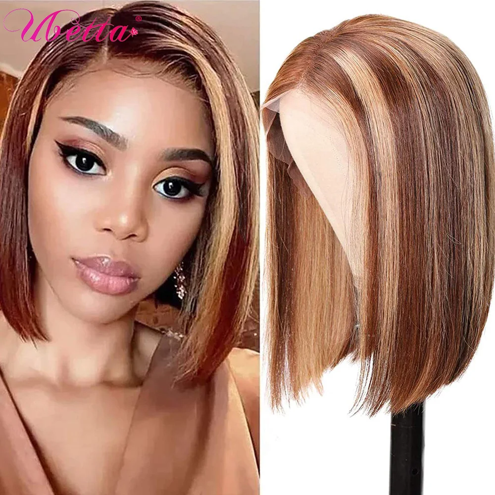 

Highlight Bob Human Wigs Lace Front Human Hair Wigs For Women Straight Bob T Part Lace Front Wigs Short Ombre Colored Lace Wigs