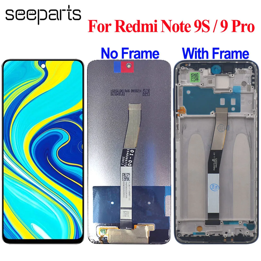 Tested Well For Xiaomi Redmi Note 9 Pro LCD Display Touch Screen Digitizer Assembly Replacement Note 9S M2003J6A1G M2003J6B2G