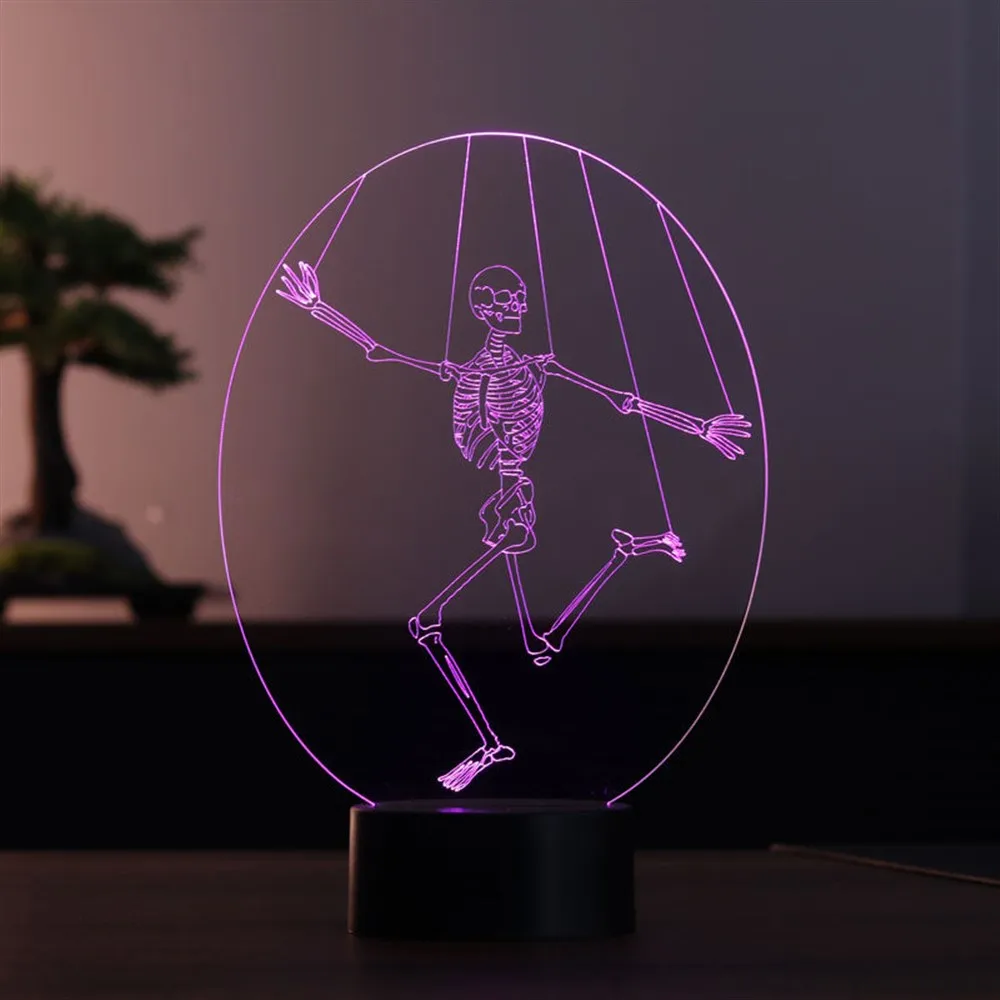 Skeleton Acrylic Led Table 3D Lamp 7 Diffrent Light Color USB and Touch Button Control Gift for Teachers Design Black Base Room Decor Anime Wedding Stranger Things Led Lights Wedding Decoration Nightlights Bedroom