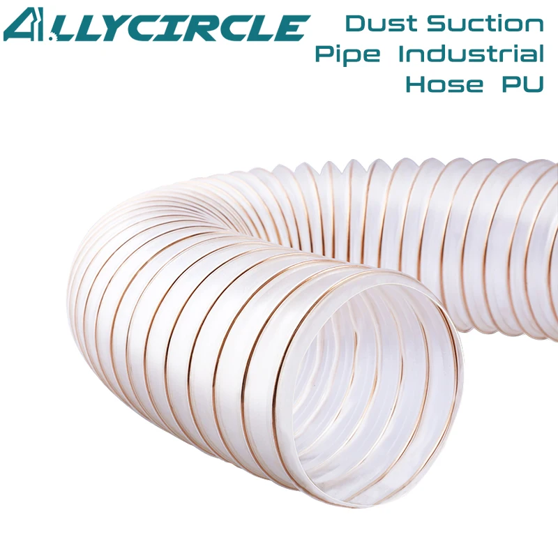 Dust Collector Hose PVC White and Polyurethane Golden for Dust Extraction Industrial Vacuum Cleaner and Woodworking