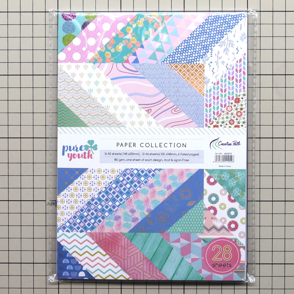 Creative Path Pure Youth A5&A6 Scrapbooking-Dekorpapier, buntes Muster, Journaling-Hintergrundpapier für Bastelarbeiten, Kartenherstellung – Detail 1