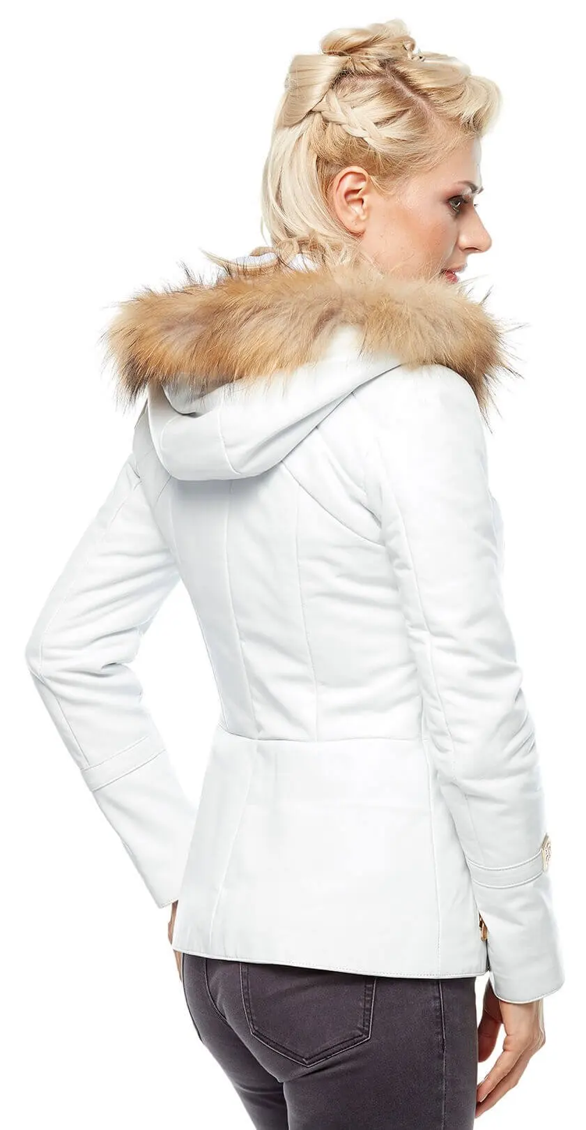 Chaqueta de piel auténtica para mujer, abrigo de piel de oveja, otoño e invierno, talla grande, Vintage, motorista, blanco, 2022