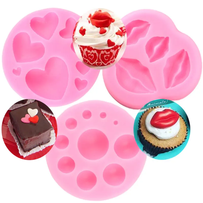 Heart Sexy Lips Hemisphere Ball Silicone Mold DIY Wedding Cupcake Topper Fondant Cake Decorating Tools Clay Candy Chocolate Mold