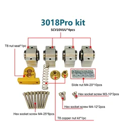 Kit d'accessoires pour axe X de machine CNC, vis mère, pièces d'axe X, roulement CNC 3018 PLUS SCV12VUU T8, 3018 Pro, 12mm, 10mm