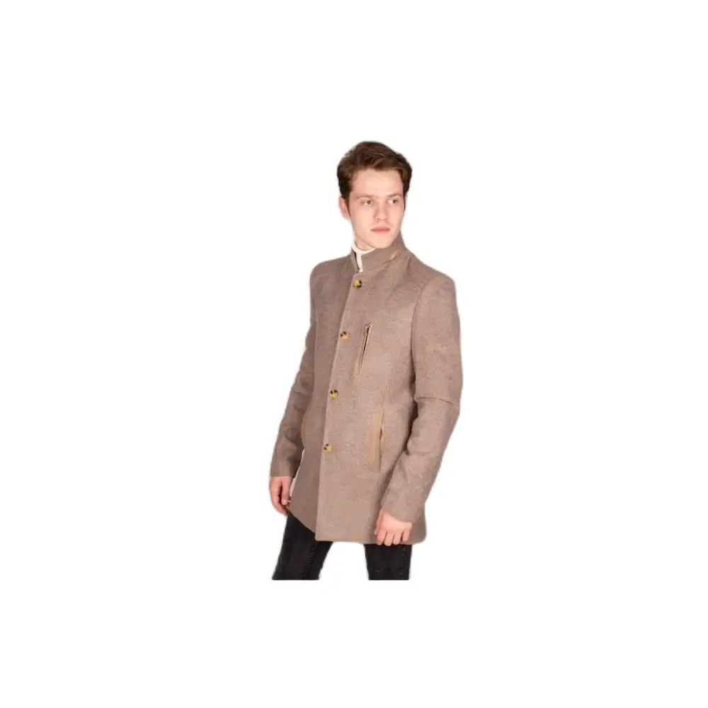 Men's Leather Zipper Detailed Vision Cachet Coat 2021 Autumn Winter Season Outerwear Slim Fit Regular Casual Fashion Slit Casual